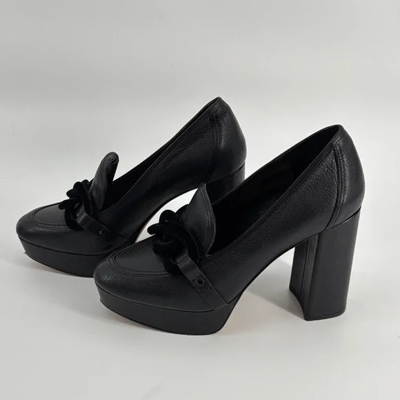 Vince Camuto Gathie size 8 Black Leather heeled loafers - Picture 4 of 12